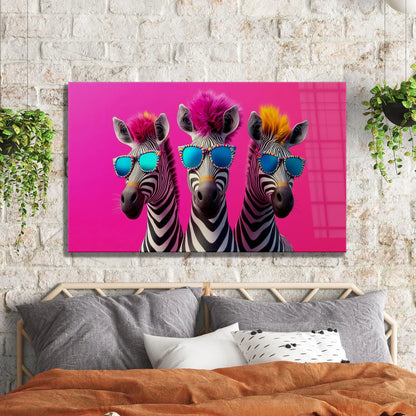 Zebre alla Moda Quadro in Vetro Temperato
