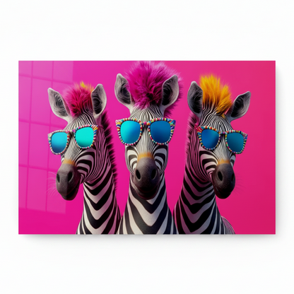 Zebre alla Moda Quadro in Vetro Temperato