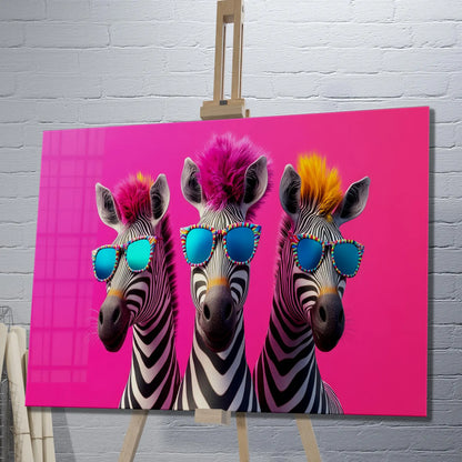 Zebre alla Moda Quadro in Vetro Temperato