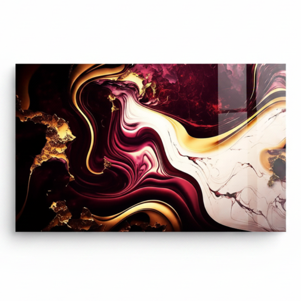 Marbre Bordeaux Tableau en Verre Trempé