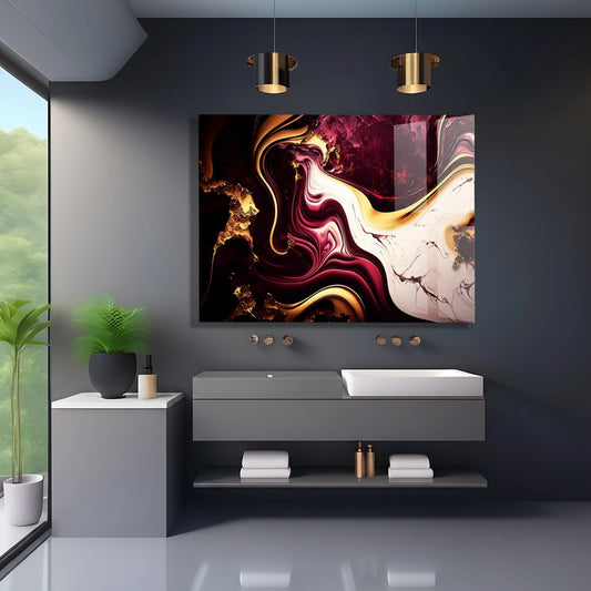 Bordeaux Marble Glass Wall Art
