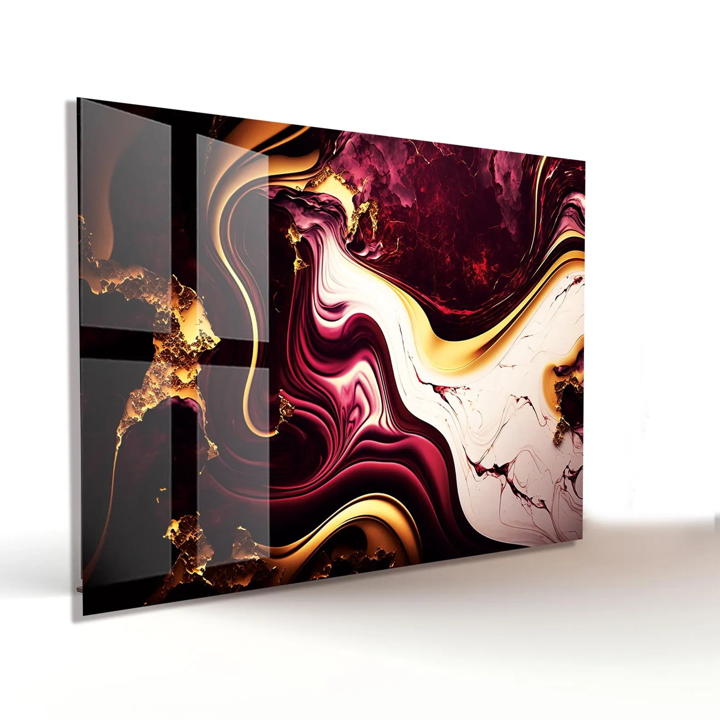 Marbre Bordeaux Tableau en Verre Trempé