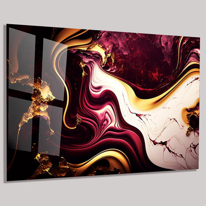 Marbre Bordeaux Tableau en Verre Trempé