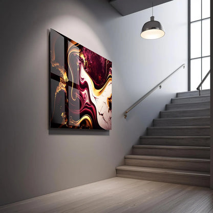 Marbre Bordeaux Tableau en Verre Trempé