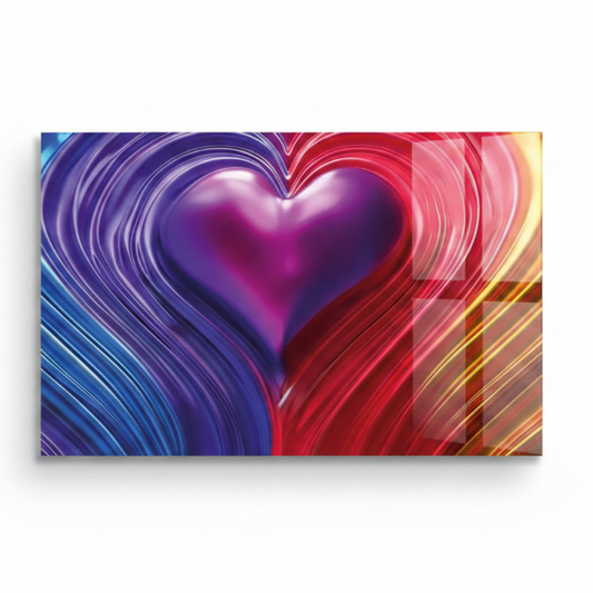 Cœur coloré Tableau en Verre Trempé