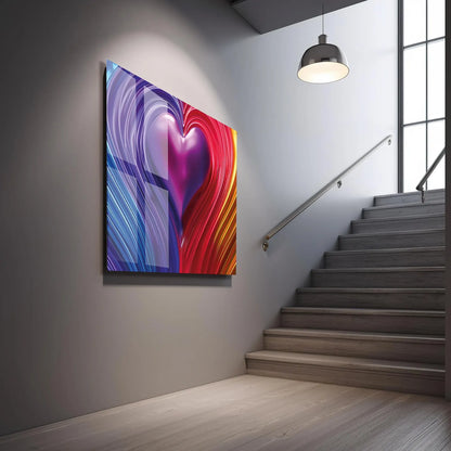Colourful Heart Glass Wall Art