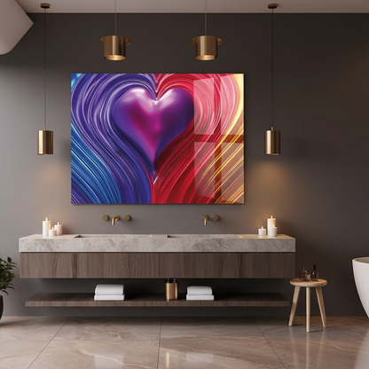 Colourful Heart Glass Wall Art