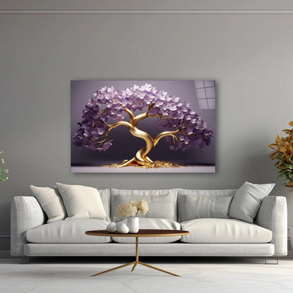 Purple Tree of Life Glass Wall Art