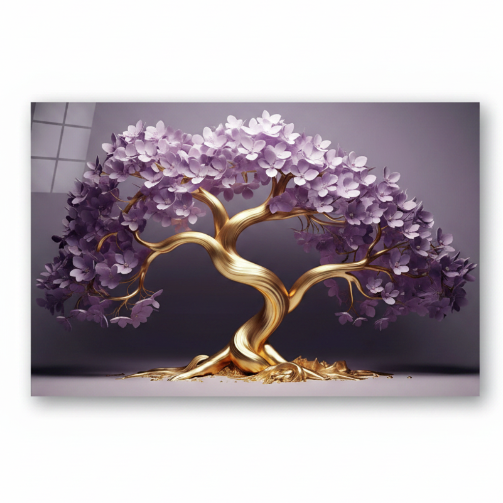 Purple Tree of Life Glass Wall Art