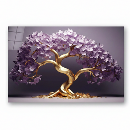 Purple Tree of Life Glass Wall Art