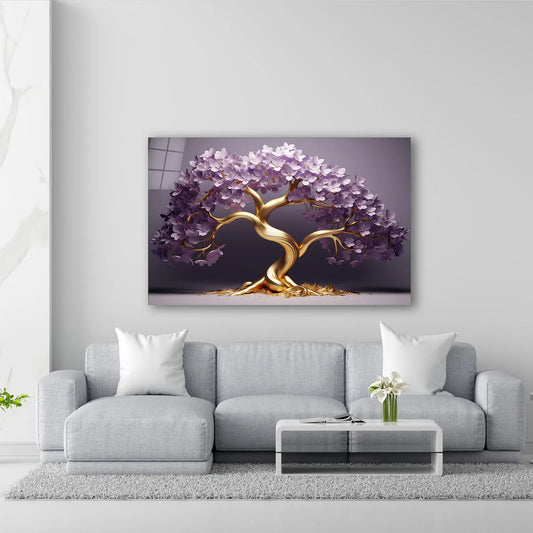 L'arbre de Vie Violet Tableau en Verre Trempé