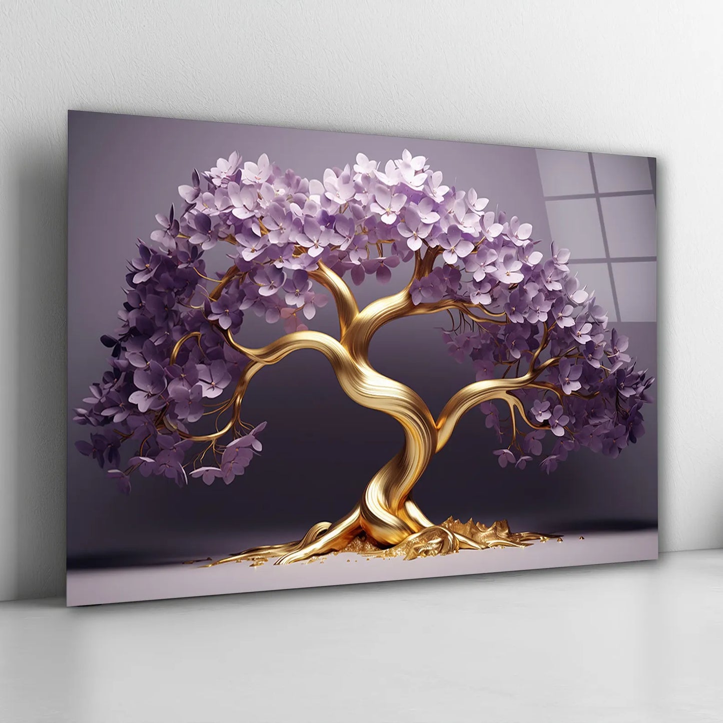 Purple Tree of Life Glass Wall Art