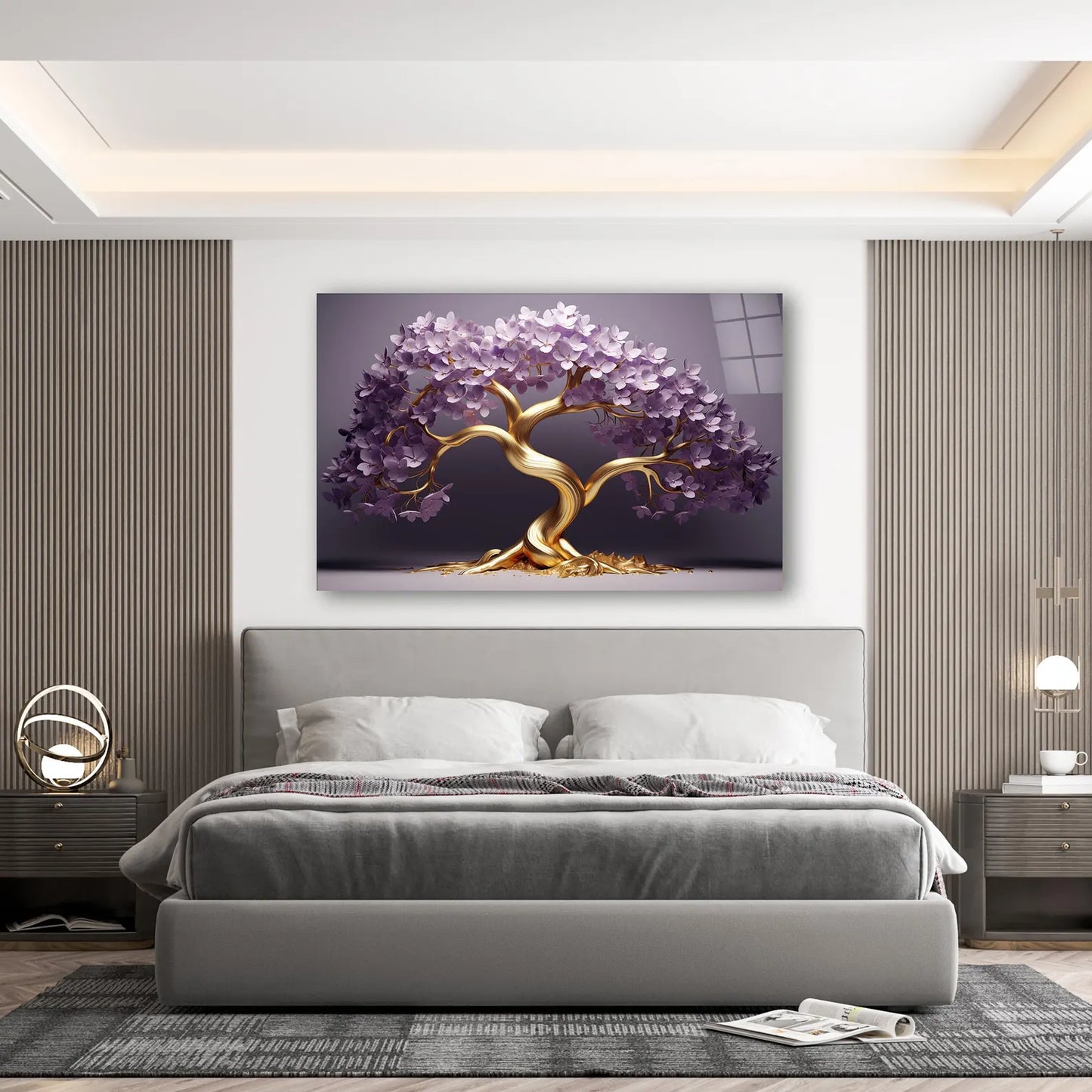 Purple Tree of Life Glass Wall Art