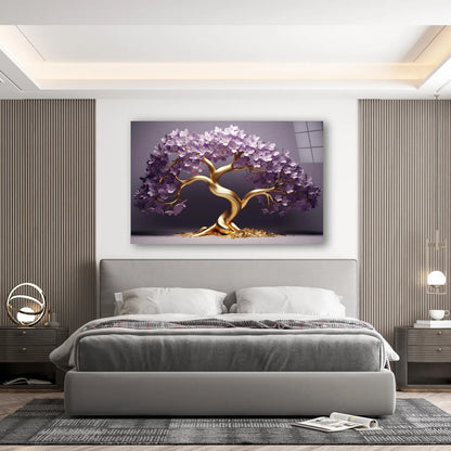Purple Tree of Life Glass Wall Art