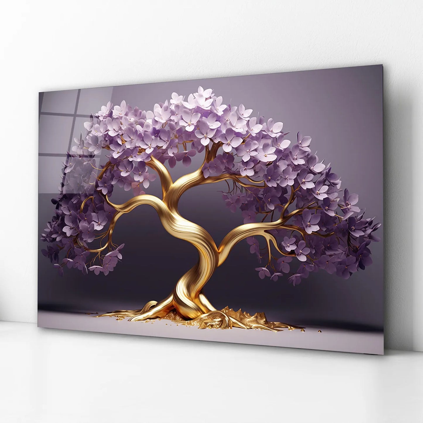 Purple Tree of Life Glass Wall Art