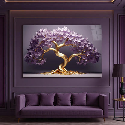 Purple Tree of Life Glass Wall Art