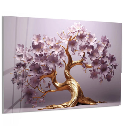 L'arbre de Vie Violet Tableau en Verre Trempé