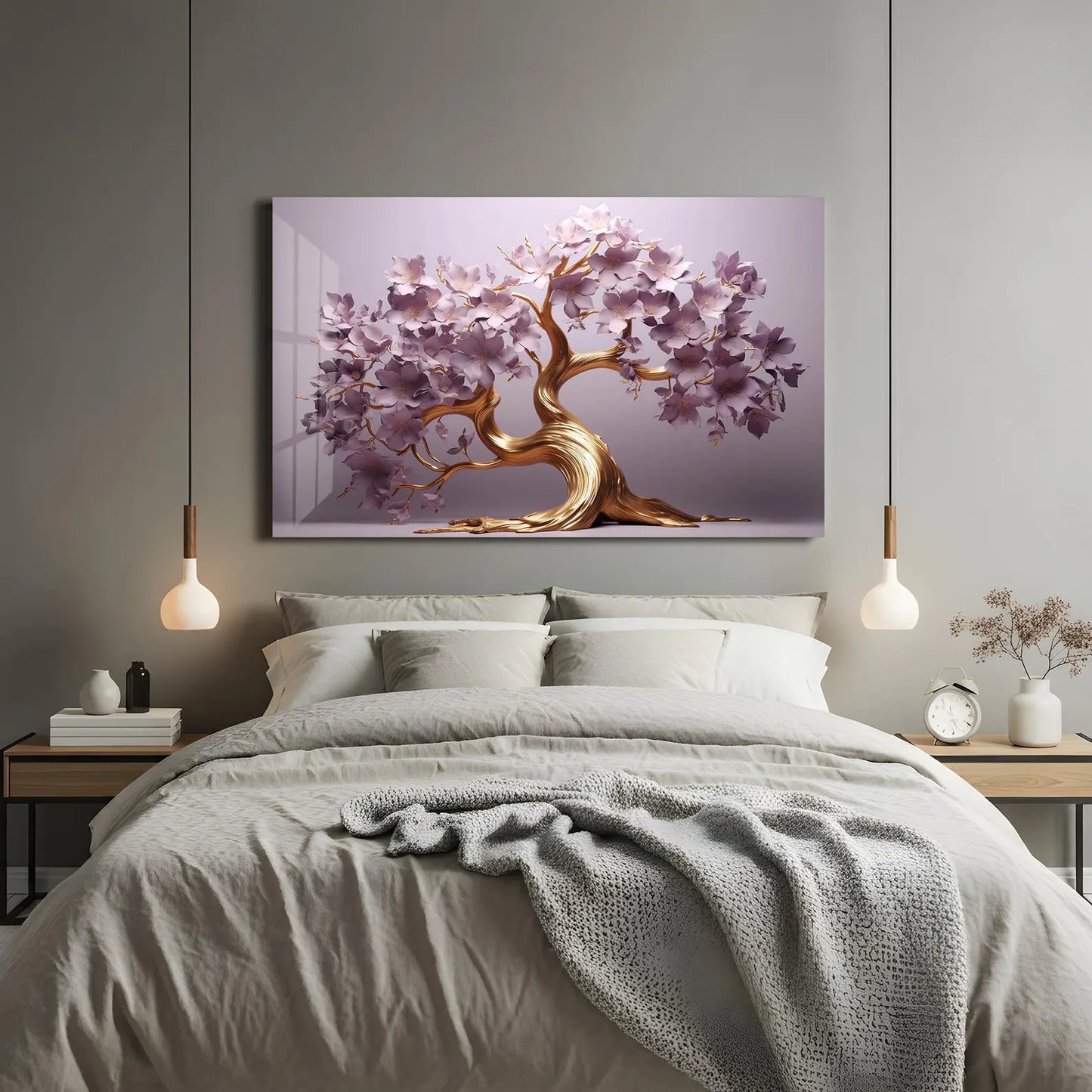 L'arbre de Vie Violet Tableau en Verre Trempé