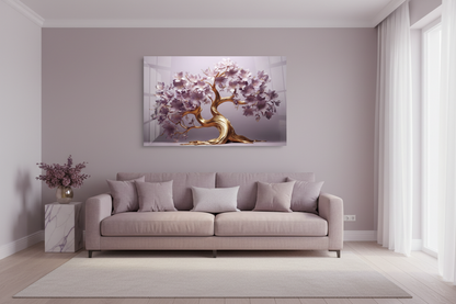 L'arbre de Vie Violet Tableau en Verre Trempé
