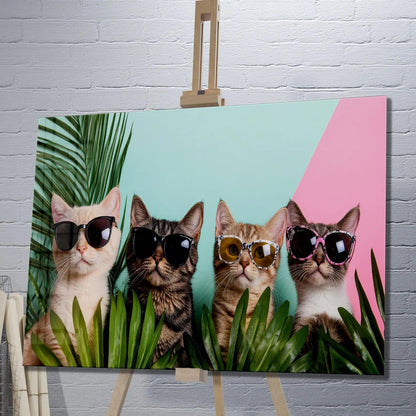 Gatti alla Moda Quadro in Vetro Temperato