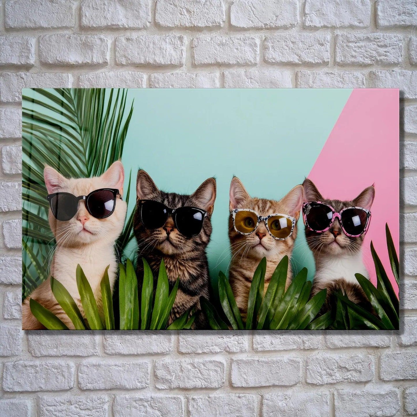 Gatti alla Moda Quadro in Vetro Temperato
