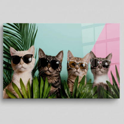 Gatti alla Moda Quadro in Vetro Temperato