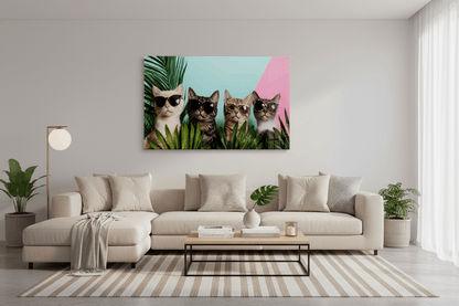 Gatti alla Moda Quadro in Vetro Temperato