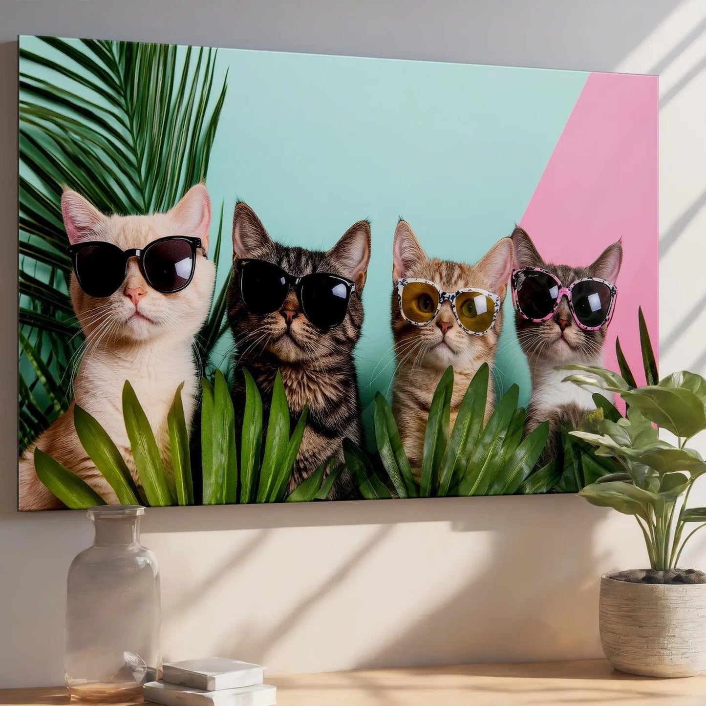 Gatti alla Moda Quadro in Vetro Temperato