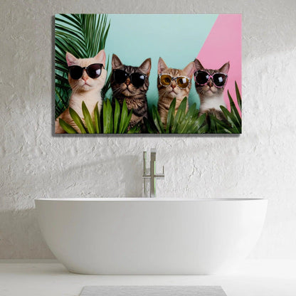 Gatti alla Moda Quadro in Vetro Temperato