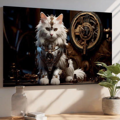Futuristic Cat Glass Wall Art