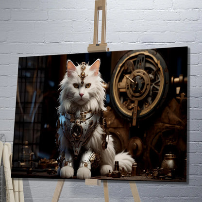 Futuristic Cat Glass Wall Art