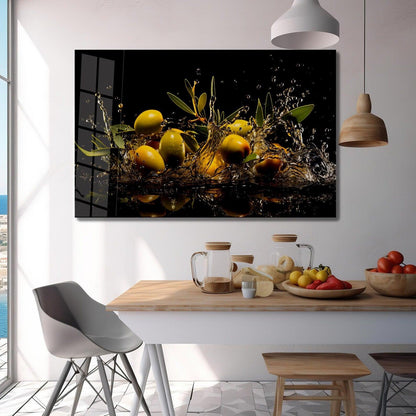 Un éclaboussure d'huile d'olive Tableau en Verre Trempé