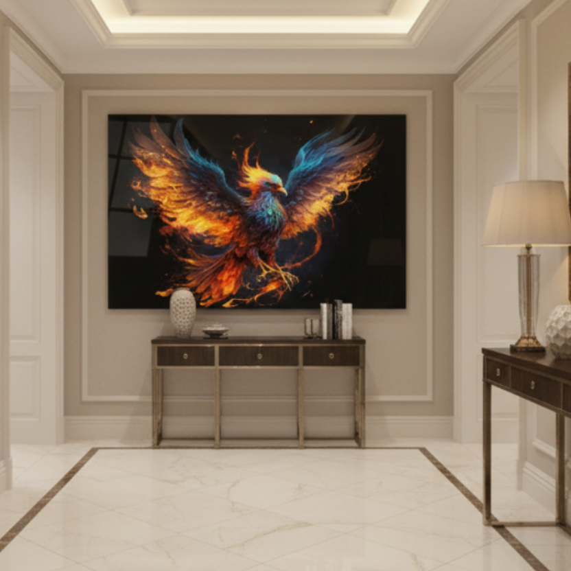 Fenice Quadro in Vetro Temperato