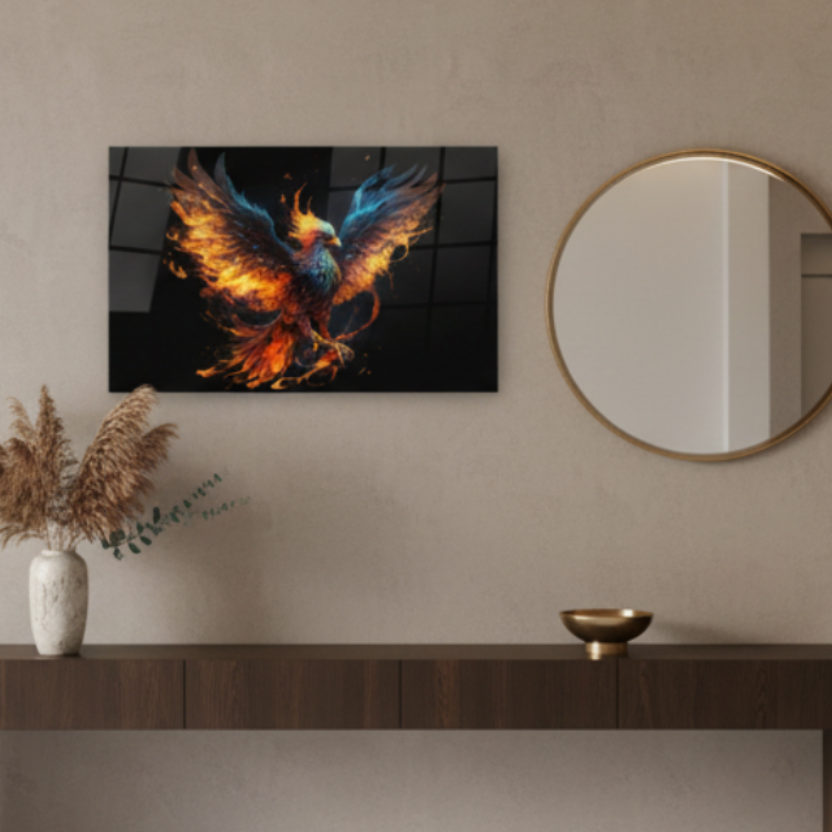 Fenice Quadro in Vetro Temperato