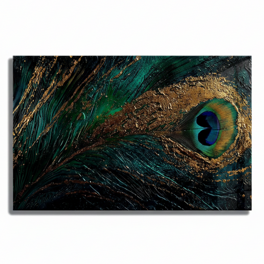 Peacock Feather Glass Wall Art