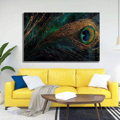 Plume de Paon Tableau en Verre Trempé