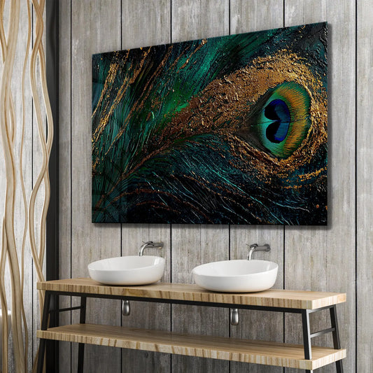 Peacock Feather Glass Wall Art
