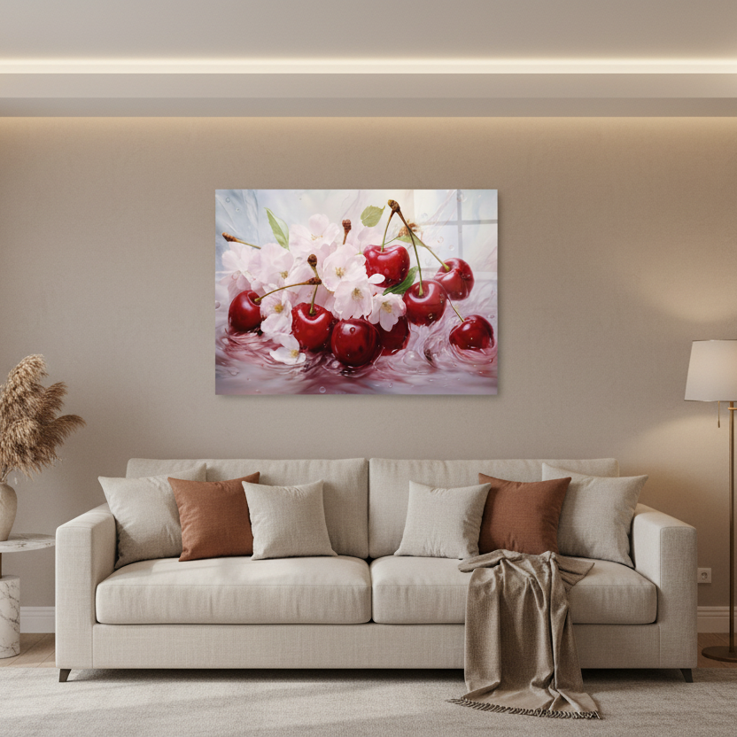 Cherry Blossom Glass Wall Art