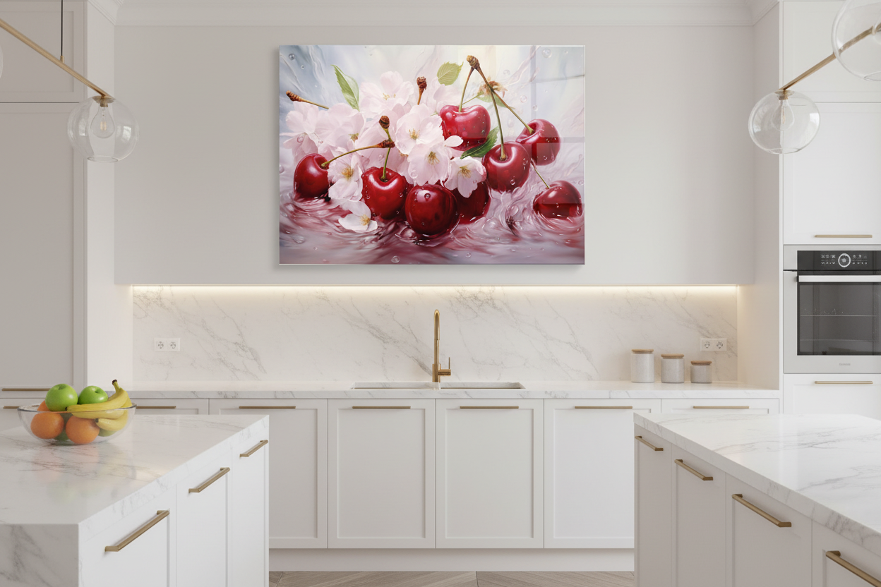 Cherry Blossom Glass Wall Art