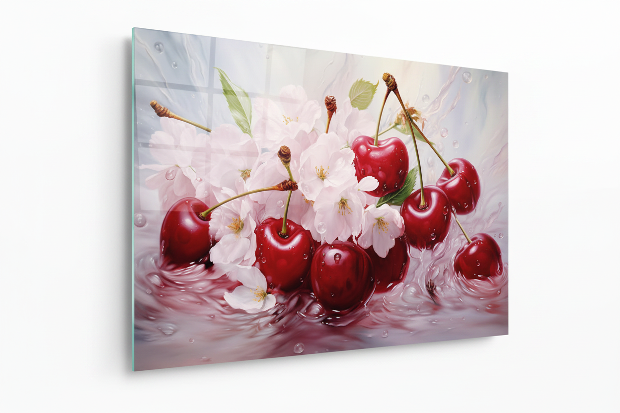 Cherry Blossom Glass Wall Art