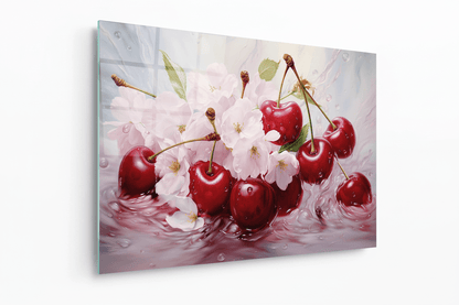 Cherry Blossom Glass Wall Art