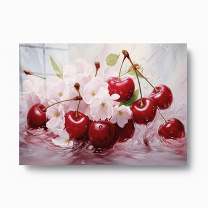 Cherry Blossom Glass Wall Art