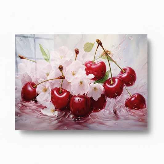 Cherry Blossom Glass Wall Art