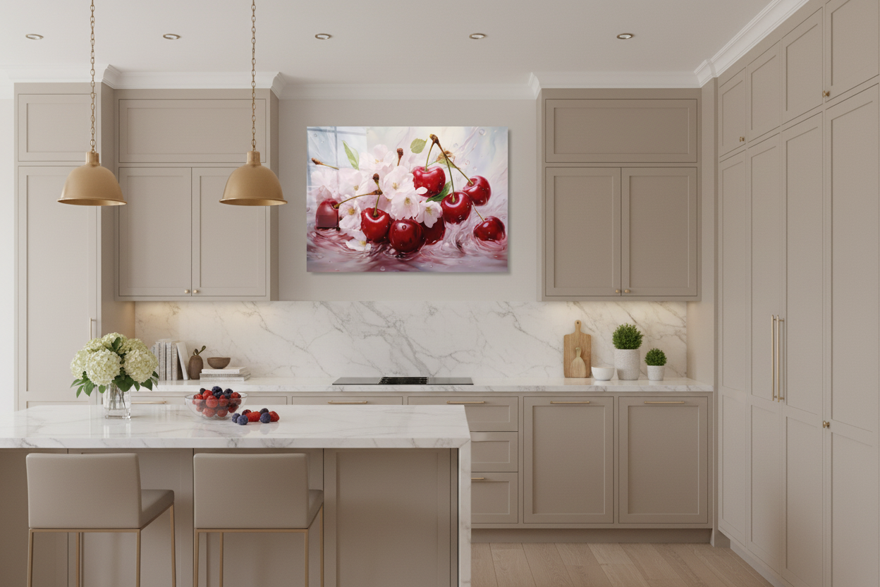 Cherry Blossom Glass Wall Art