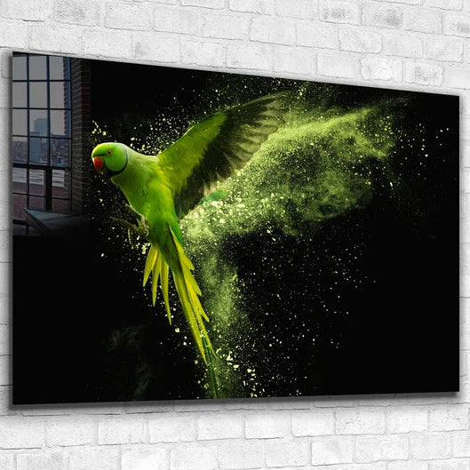 Luminious Parrot Glass Wall Art