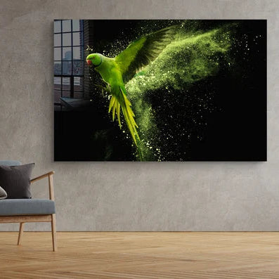 Luminious Parrot Glass Wall Art