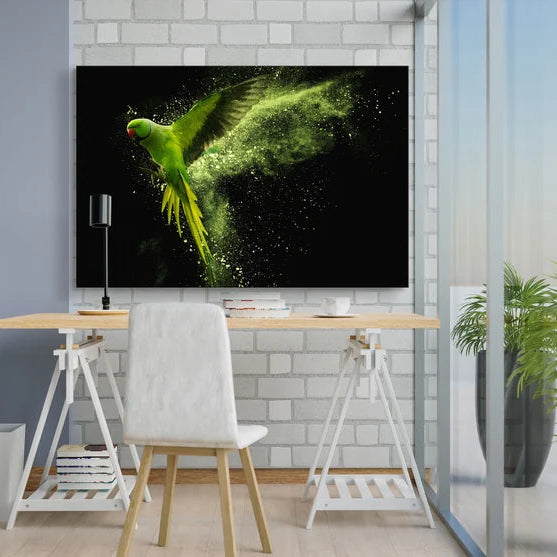 Luminious Parrot Glass Wall Art
