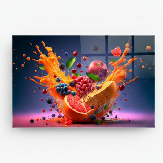 Esplosione di Frutta Quadro in Vetro Temperato