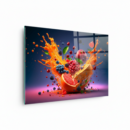 Explosion de Fruits Tableau en Verre Trempé