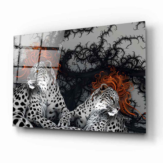 Leopards Couple Glass Wall Art